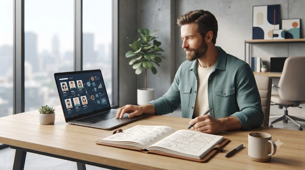 Founder preparing outreach to potential technical cofounders on a laptop